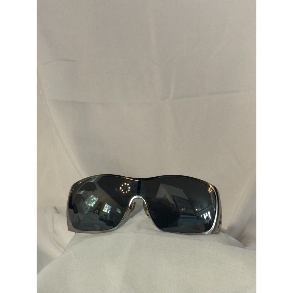 Vintage Y2K D&G 0519 Shield Sunglasses Giant Logo Silver Dolce & Gabbana